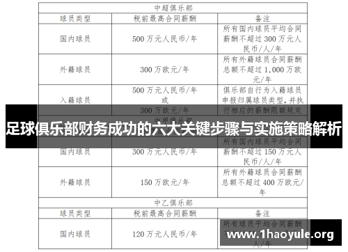 足球俱乐部财务成功的六大关键步骤与实施策略解析 足球俱乐部财务成功的六大关键步骤与实施策略解析